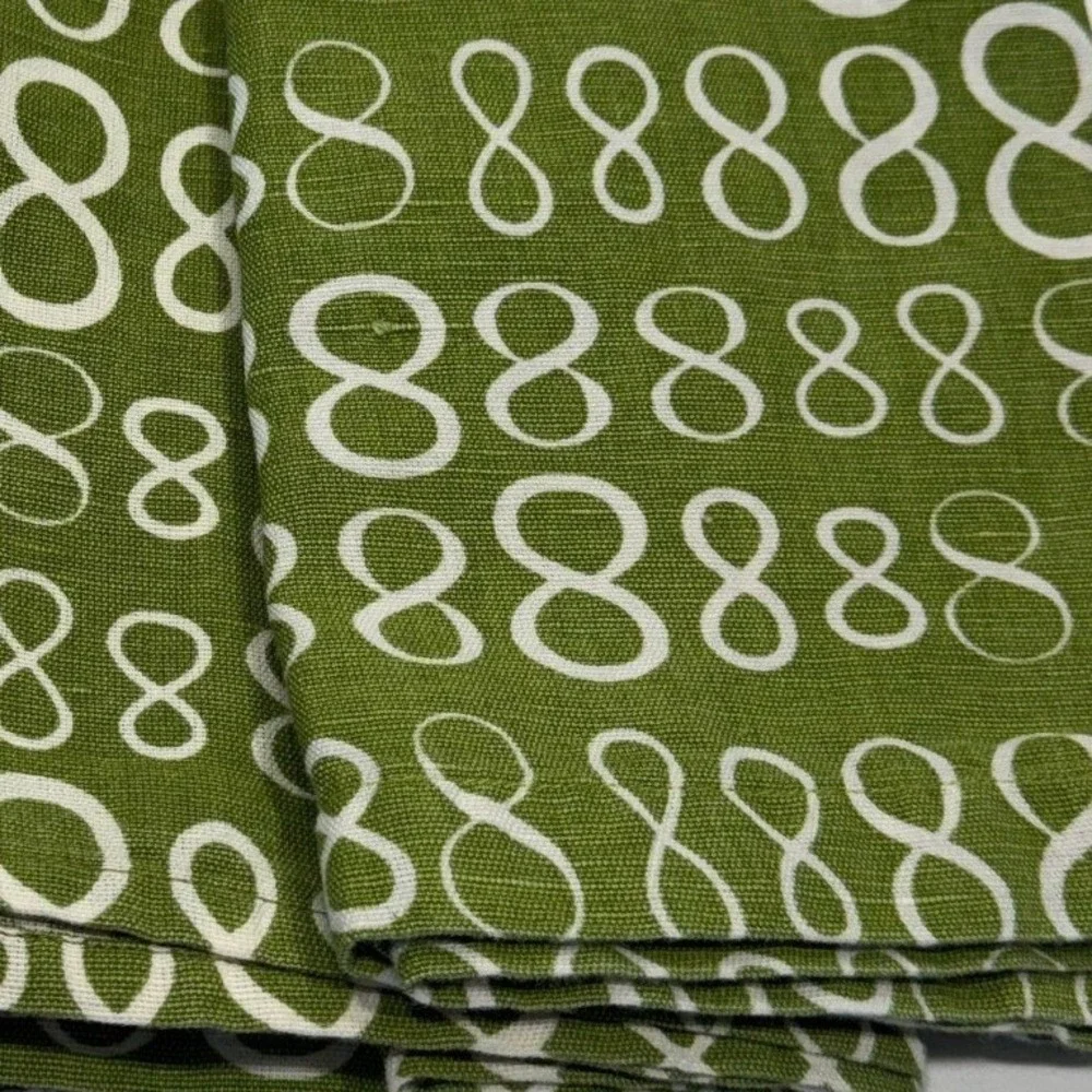 Pine Cone Hill Napkins Set of 5 Geometric Infinity Print 21x21 Green Excellent